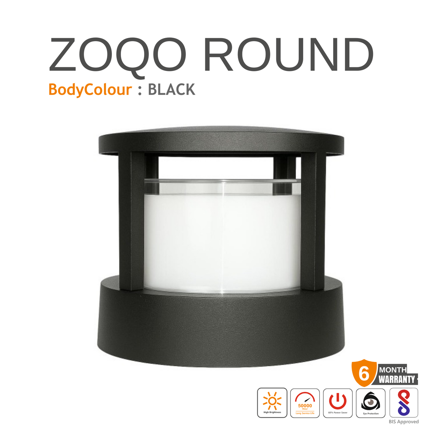 ZOQO ROUND 12W LED Outdoor Gate Light (Warm White)