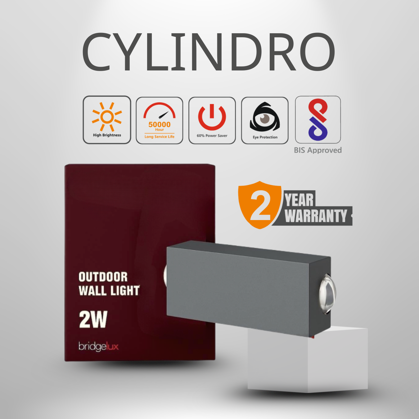 CYLINDRO Series 2W LED Light | Warm White | 2 Years Warranty