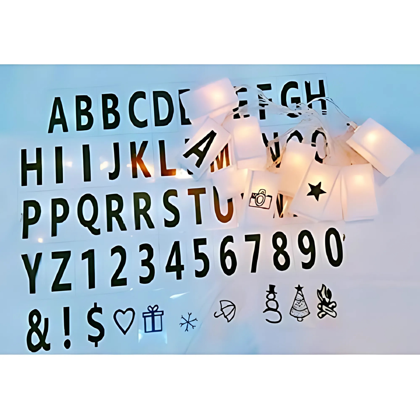 Box LED Light with Alphabet & Numerical Plate (DIY String Light – Warm White)