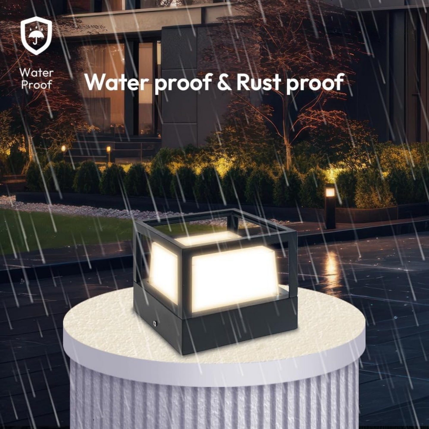 ZIVA SQUARE 12W LED gate Light for Home gate | Waterproof Gate Lamp for Installing As, Compound Wall Lights, Main Gate Lights, Outdoor Pillar Lights, and Boundary Wall Lights (Warm White, Square)
