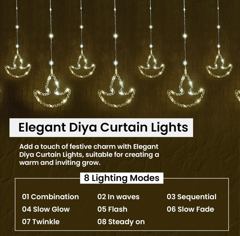 SparknBeam Waterproof String Diya LED Lights – 5 Big & 5 Small Diyas | Warm White Glow for Festive Decor