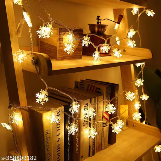 Snowflake LED String Lights – 14 Warm White LEDs, 4M Fairy Lights for Diwali, Christmas, Wedding & Home Decoration