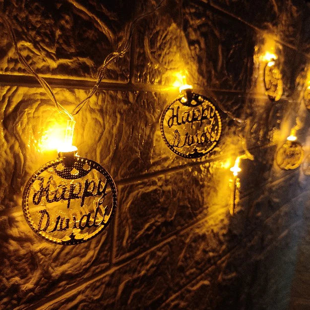 🪔 Happy Diwali Metal String Lights (3M, Warm White)