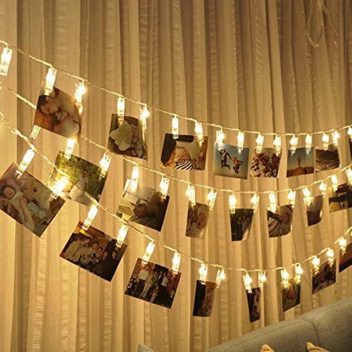 Photo Clip LED String Lights – 14 Clips, (3–4m) Led Lights for Home Decoration | Decorative Lights for Bedroom | Photo Clip Led String Lights