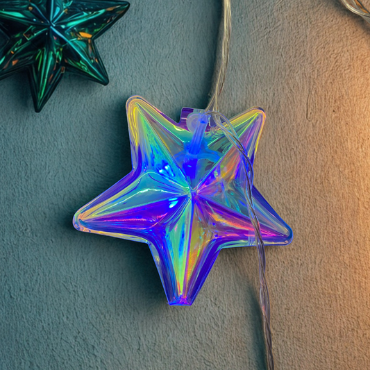 Aurora Star Decorative Lights – 10 Stars, 4-5 Meter, Multicolor LED String Lights