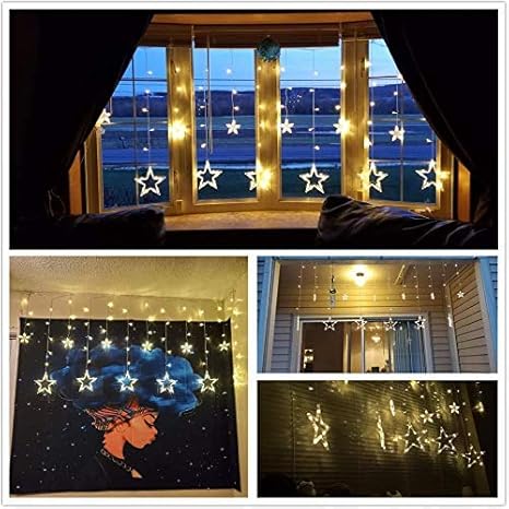 Star Curtain Light 6 Big Star 6 Small Star Light WarmWhite