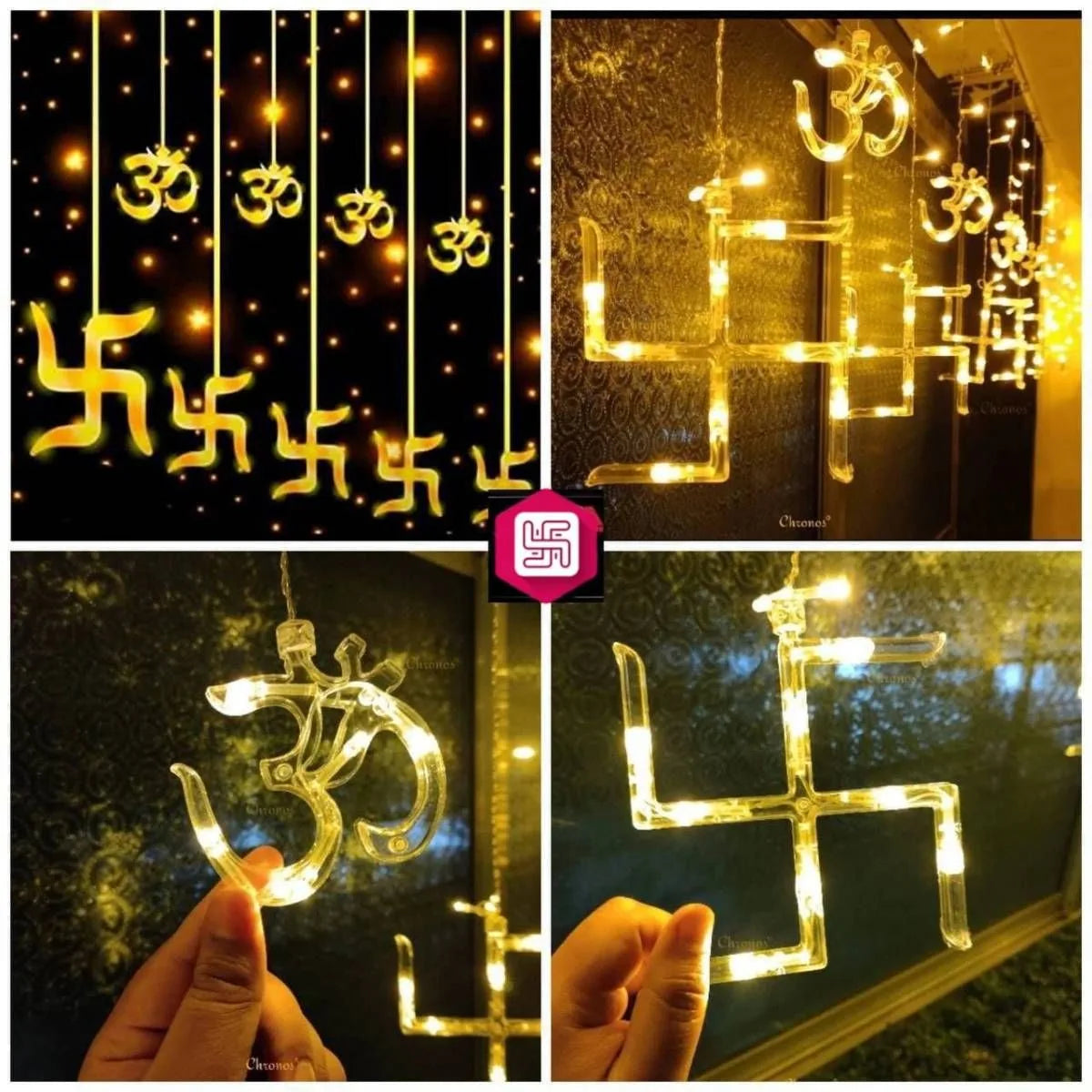 6+6 OM Swastik Curtain Light With Different Flashing Modes