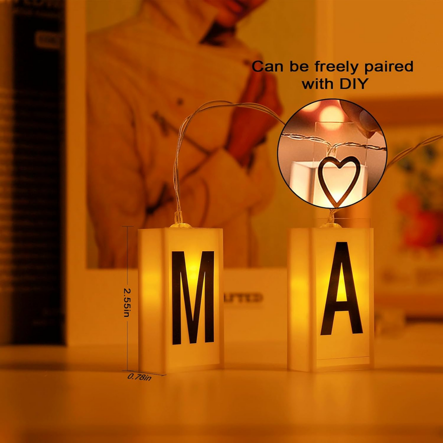 Box LED Light with Alphabet & Numerical Plate (DIY String Light – Warm White)