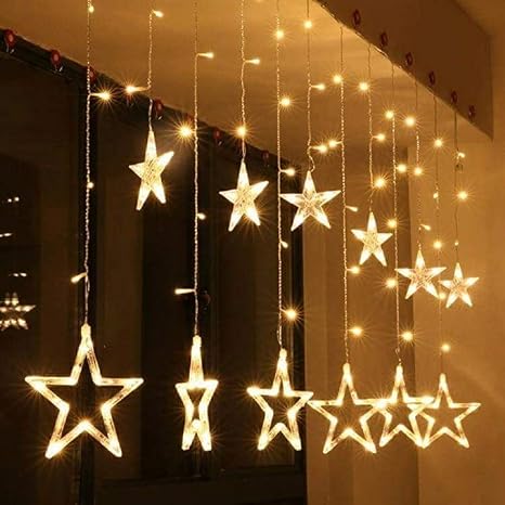 Star Curtain Light 6 Big Star 6 Small Star Light WarmWhite
