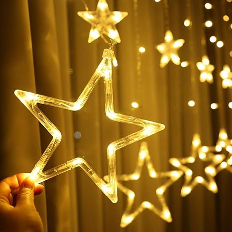 Star Curtain Light 6 Big Star 6 Small Star Light WarmWhite