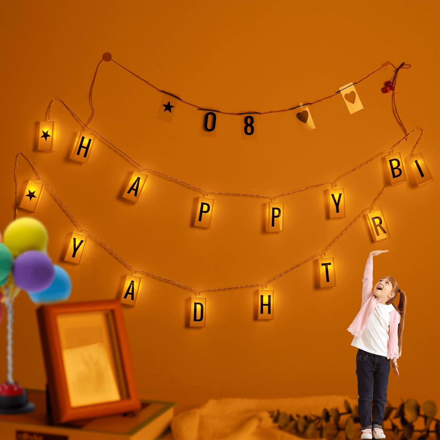 Box LED Light with Alphabet & Numerical Plate (DIY String Light – Warm White)