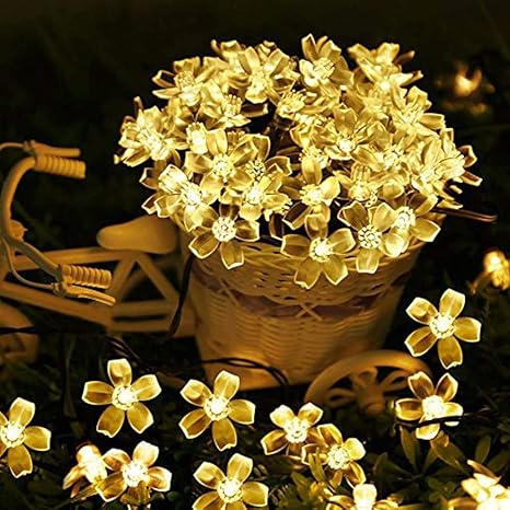 🌸 Silicone Blooming Flower Fairy String Lights (14 Flowers, Warm White LEDs)