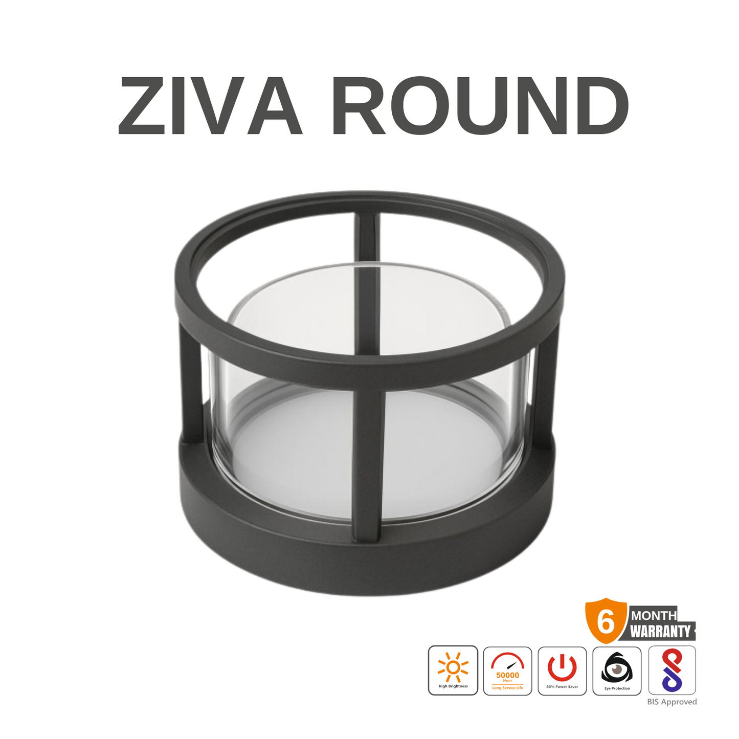 ZIVA ROUND 12W LED gate Light for Home gate | Waterproof Gate Lamp for Installing As, Compound Wall Lights, Main Gate Lights, Outdoor Pillar Lights, and Boundary Wall Lights (Warm White, Round)