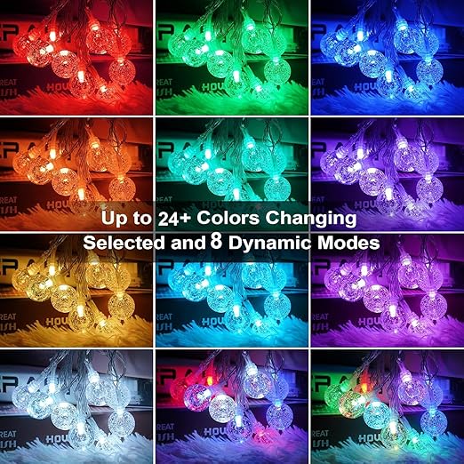 String Ball Light 14 LED 10 Feet Outdoor String Lights Waterproof Crystal Globe Ball Fairy Lights, Decoration Lighting for Diwali,Home, Garden, Christmas