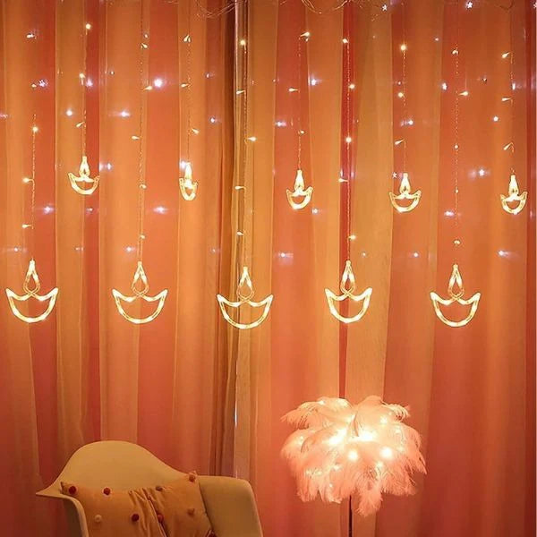 SparknBeam Waterproof String Diya LED Lights – 5 Big & 5 Small Diyas | Warm White Glow for Festive Decor