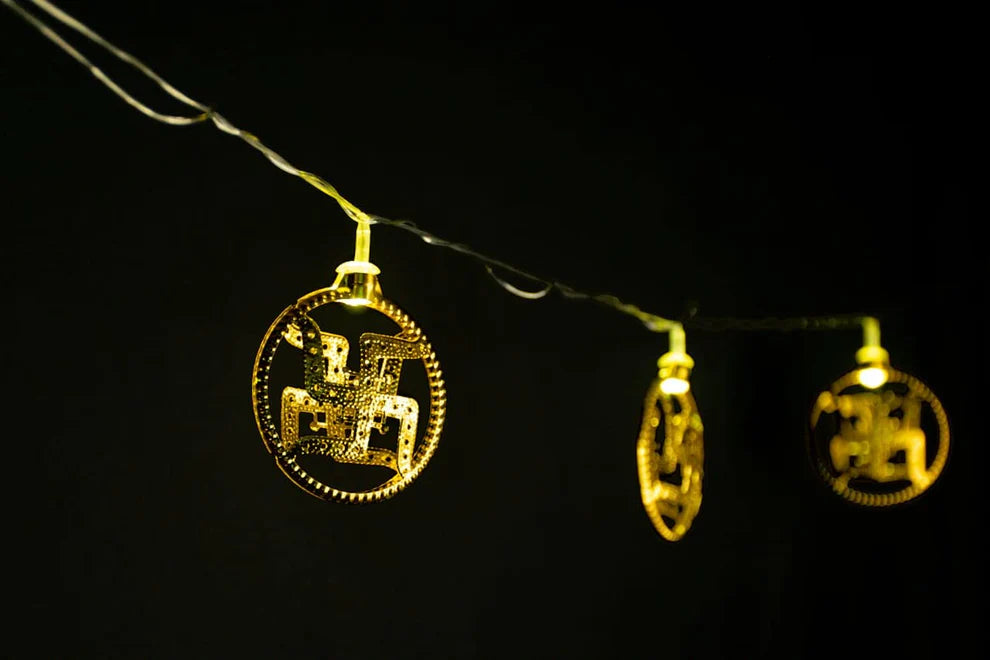 Swastik Metal Light, Diwali puja Decoration Light, Diwali Gift Swastik Metal Light