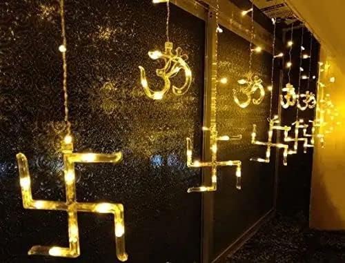 6+6 OM Swastik Curtain Light With Different Flashing Modes