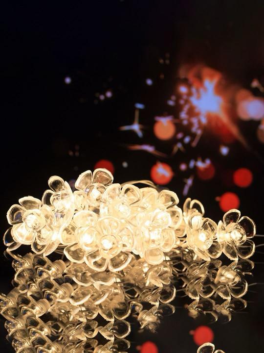 Tulip Flower LED String Lights – 14 Warm White Tulip Bulbs, 4M Decorative Fairy String Lights for Indoor & Outdoor Décor